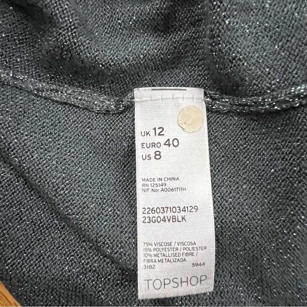Topshop Black and Grey Shirt Size 8 - Picture 4 of 4